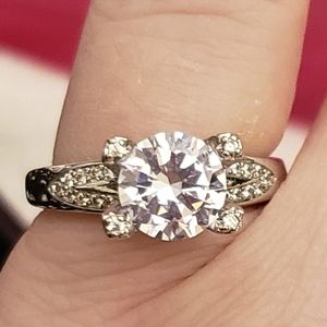 SILVER DIAMOND RING (SIMULATED) ENGAGEMENT PROMISE 7